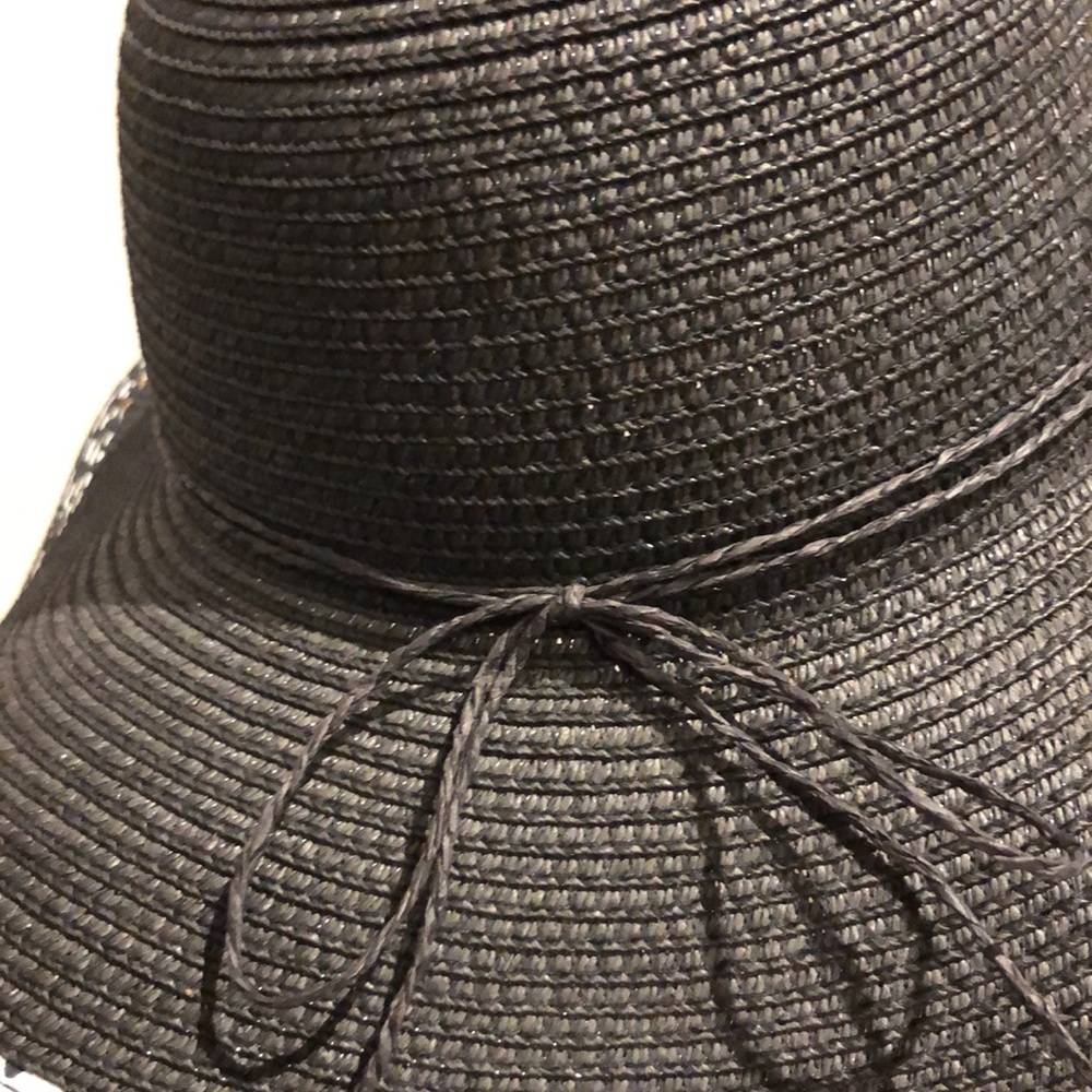 Wide brimmed sun hat. Trimmed four layers of black white and browns. Hardly worn - Picture 2 of 5
